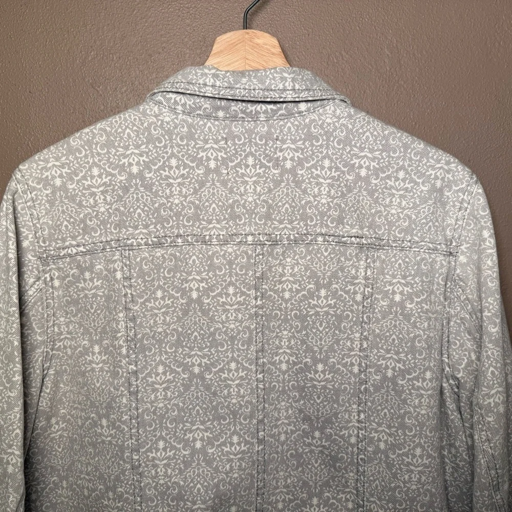 Ruff Hewn Gray & White Cotton Denim Moto Jacket Women's Plus Size 2X Streetwear - Picture 10 of 15